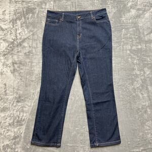 L.L. Bean Straight Leg Jeans Women’s Size 16P‎ Dark Blue Denim